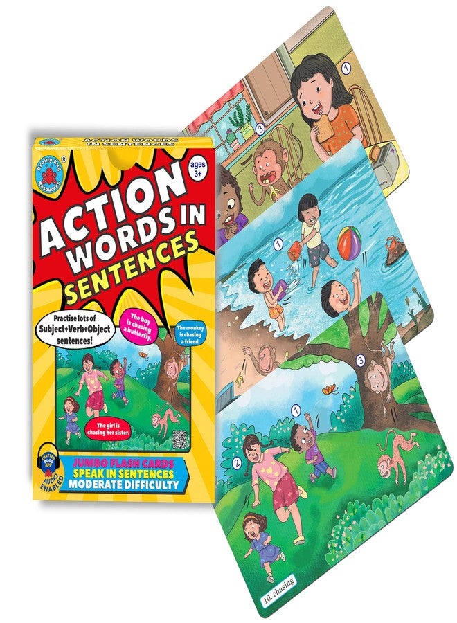 Brainy Bug Resources Brainy Bug English Learning Flashcards with App-Enabled Audio Feature | Action Words, Grammar & Sentence Practice for Kids | Educational Resource for Early Learners, Special Needs Kids - Image 1